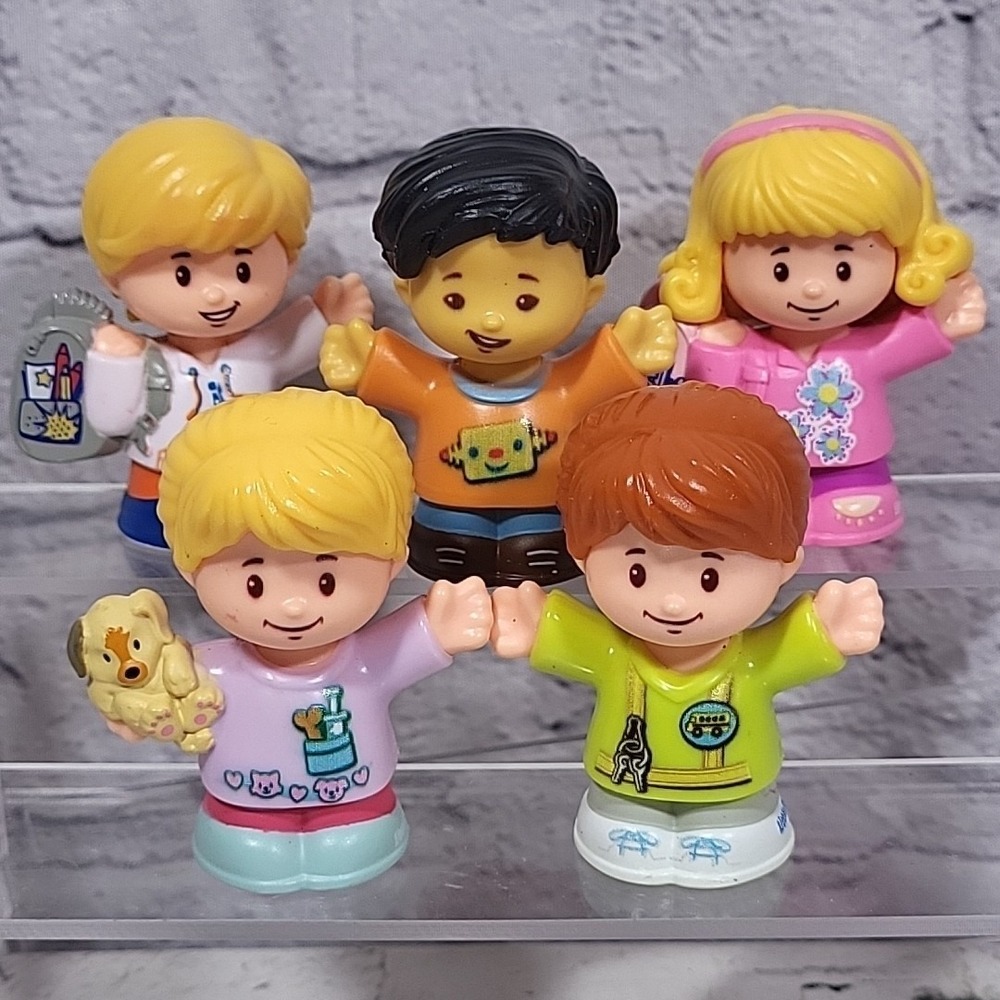 Fisher-Price Little People Figures Lot Students Bus Driver Vet With Puppy Mattel